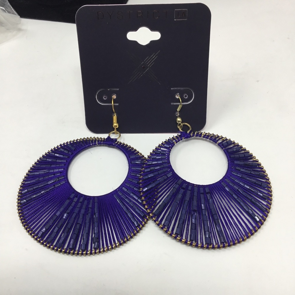 District L.A. Cobalt Blue Beaded Statement Hoops